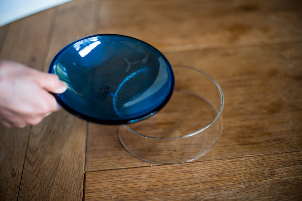 Clear Glass Bowl -Blue-